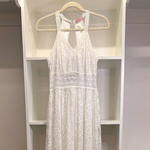 White Lace Full Length Summer Dress Size 28 (aka size 6)